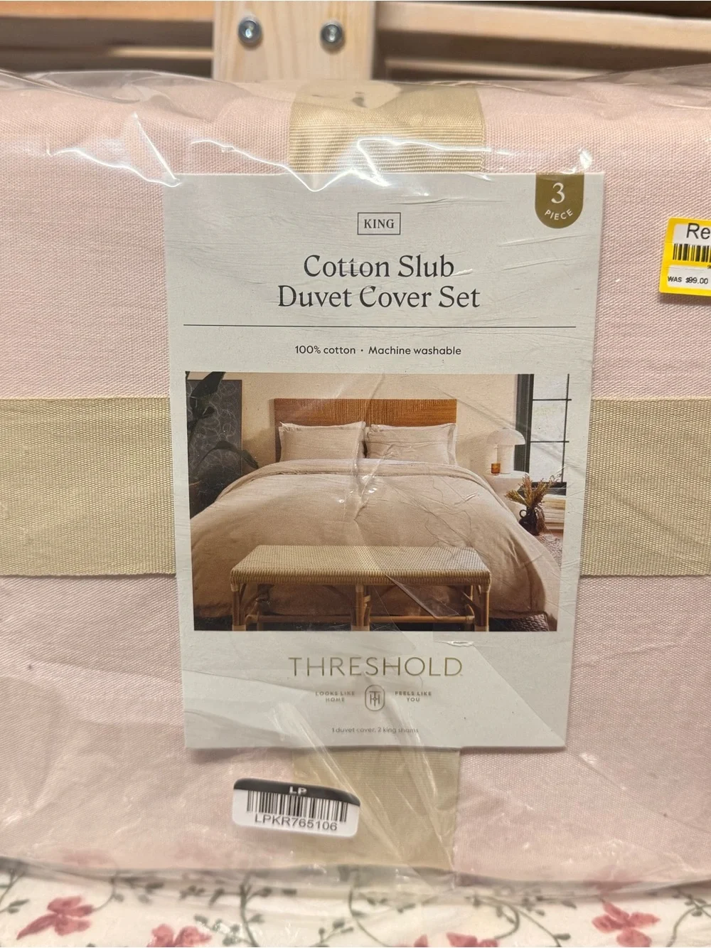 King Casual Textured Cotton Duvet Cover and Sham Set Light Pink - Threshold™
